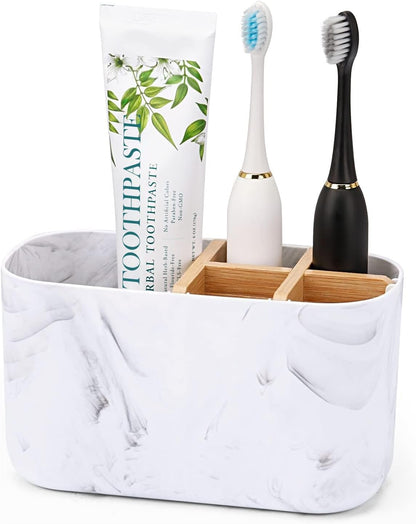 5-Slot Toothbrush & Toothpaste Holder, Bamboo, for Bathroom Countertop