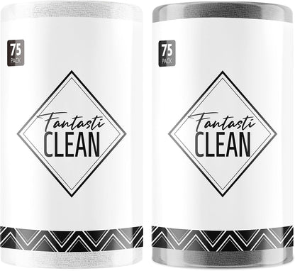Fantasticlean Microfiber Cleaning Cloth Roll- 75 Sheets, 12 x 12 (Blue) | Super Absorbent, Scratch Free, Tear-away Microfiber Towel Roll, for All-Purpose Cleaning, Reusable Alternative to Paper Towel