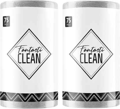 Fantasticlean Microfiber Cleaning Cloth Roll- 75 Sheets, 12 x 12 (Blue) | Super Absorbent, Scratch Free, Tear-away Microfiber Towel Roll, for All-Purpose Cleaning, Reusable Alternative to Paper Towel