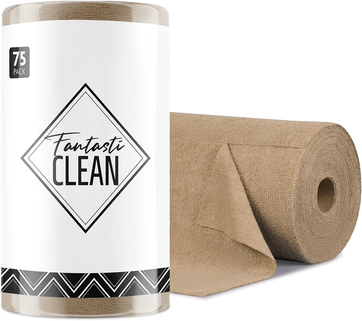 Fantasticlean Microfiber Cleaning Cloth Roll- 75 Sheets, 12 x 12 (Blue) | Super Absorbent, Scratch Free, Tear-away Microfiber Towel Roll, for All-Purpose Cleaning, Reusable Alternative to Paper Towel