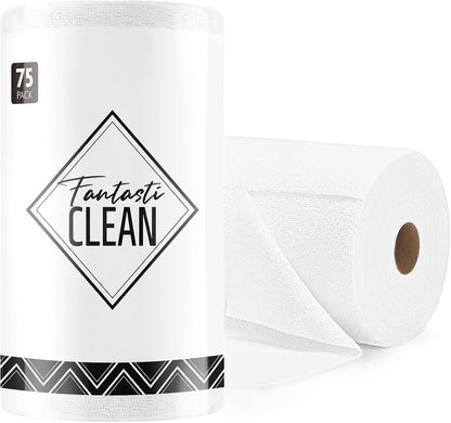 Fantasticlean Microfiber Cleaning Cloth Roll- 75 Sheets, 12 x 12 (Blue) | Super Absorbent, Scratch Free, Tear-away Microfiber Towel Roll, for All-Purpose Cleaning, Reusable Alternative to Paper Towel