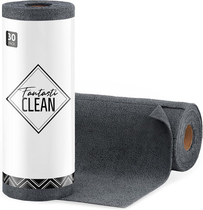 Fantasticlean Microfiber Cleaning Cloth Roll- 75 Sheets, 12 x 12 (Blue) | Super Absorbent, Scratch Free, Tear-away Microfiber Towel Roll, for All-Purpose Cleaning, Reusable Alternative to Paper Towel