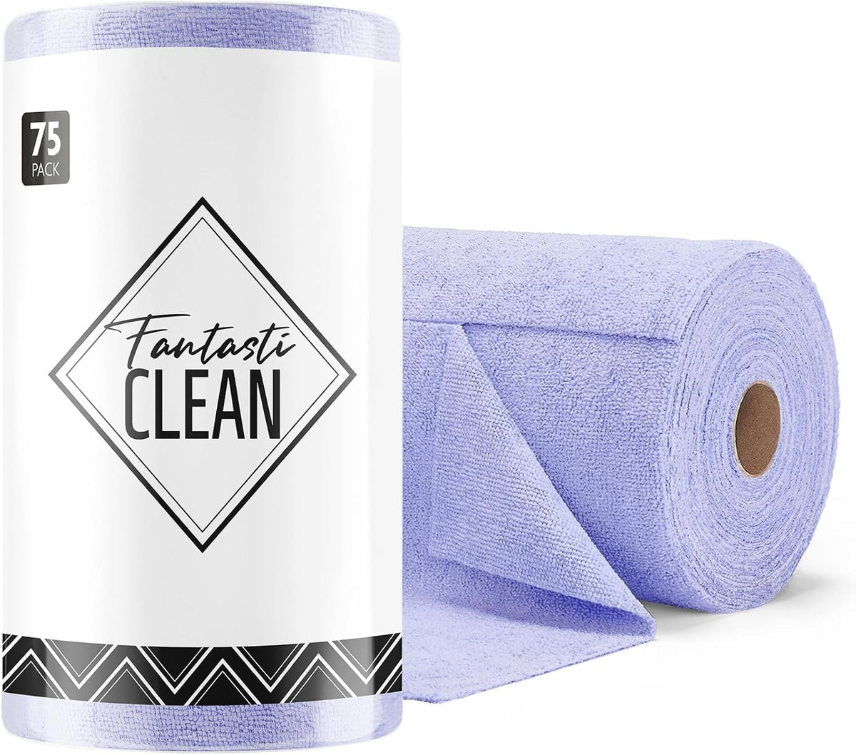 Fantasticlean Microfiber Cleaning Cloth Roll- 75 Sheets, 12 x 12 (Blue) | Super Absorbent, Scratch Free, Tear-away Microfiber Towel Roll, for All-Purpose Cleaning, Reusable Alternative to Paper Towel