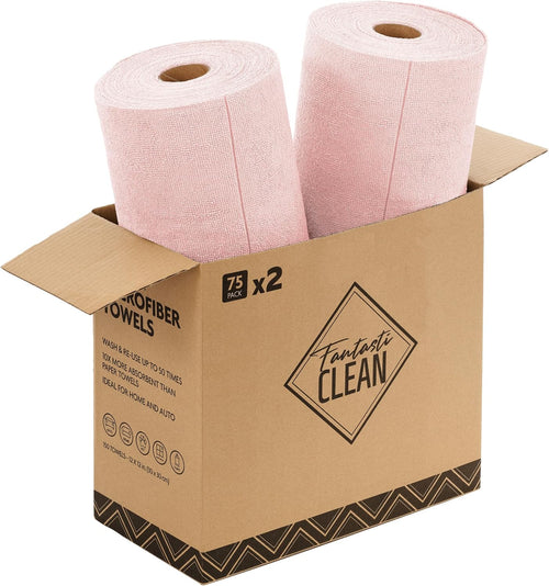 Fantasticlean Microfiber Cleaning Cloth Roll- 75 Sheets, 12 x 12 (Blue) | Super Absorbent, Scratch Free, Tear-away Microfiber Towel Roll, for All-Purpose Cleaning, Reusable Alternative to Paper Towel